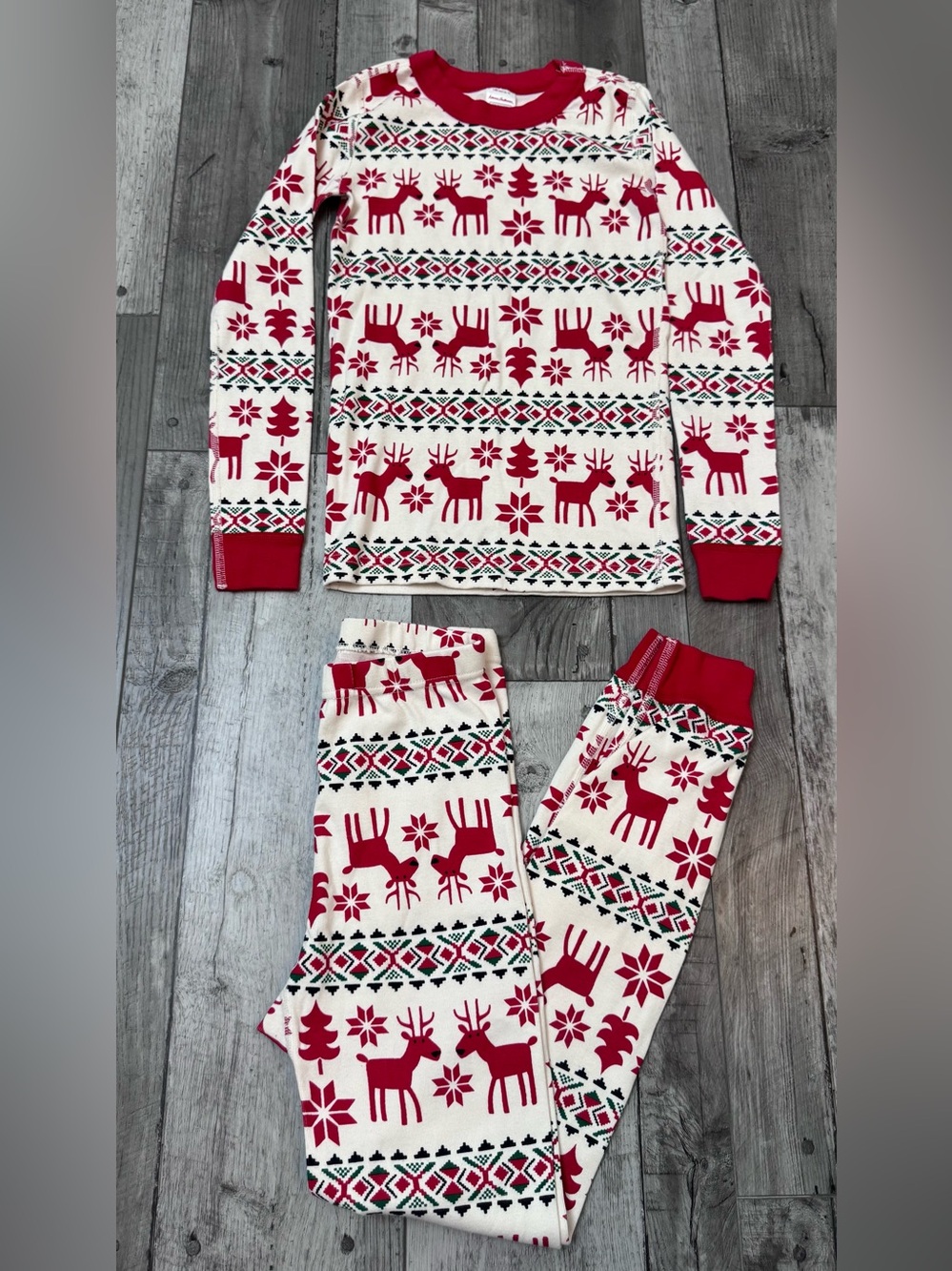 Hanna Andersson Dear Deer Long Sleeve Christmas Pajama Set PJs Holiday 10 140